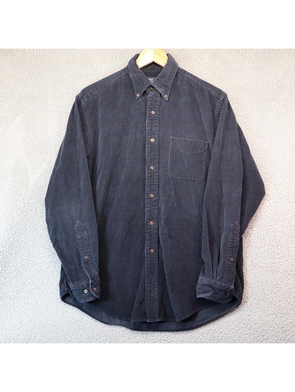 Brooks Brothers 346 Corduroy Shirt Men Medium Navy Blue Prep